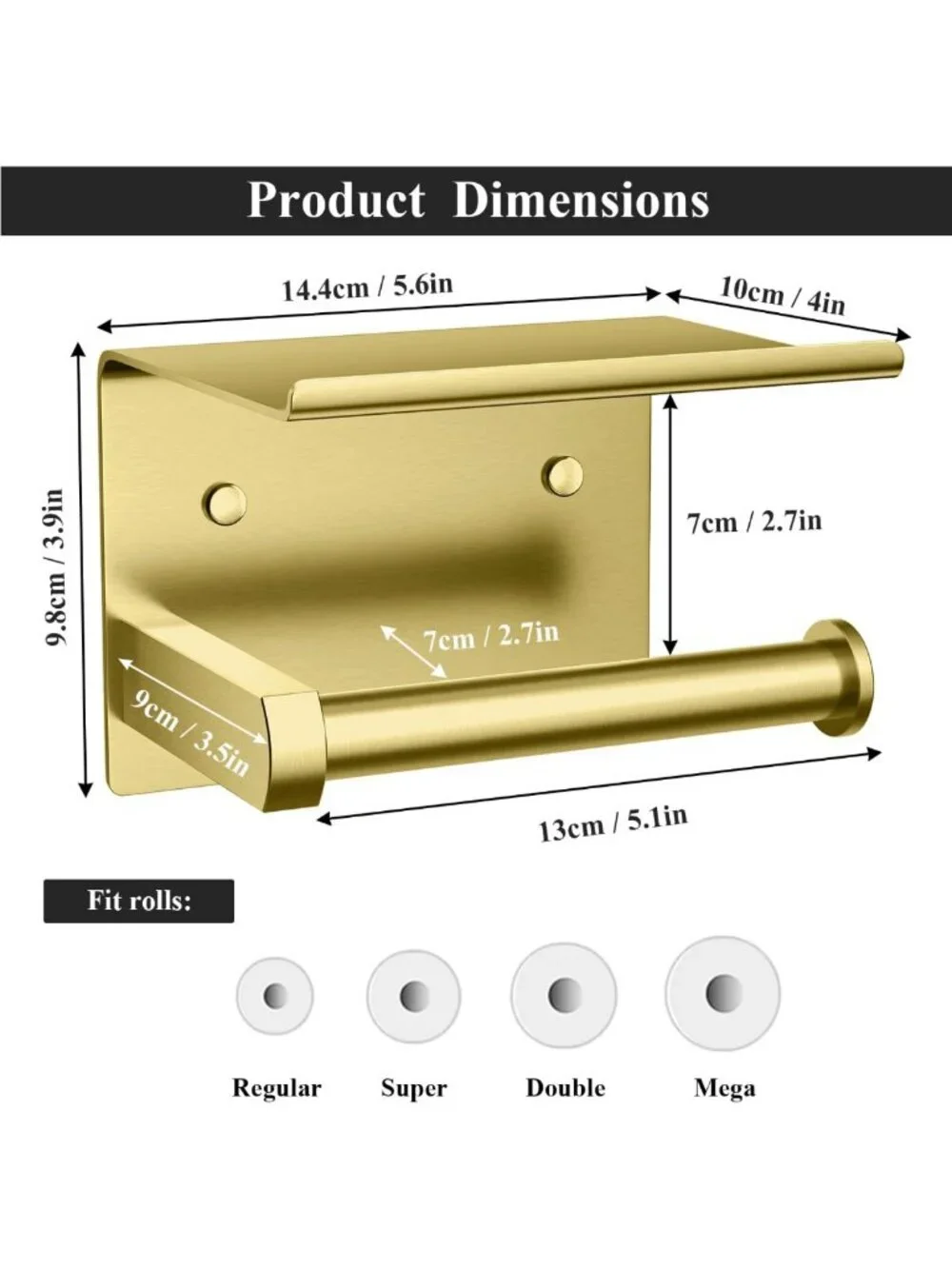 Multifunctional Toilet Paper Holder with Phone Shelf, Rustproof Stainless Steel
